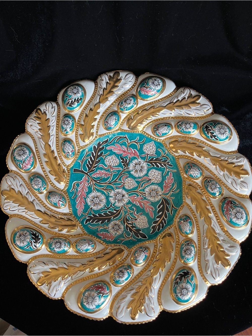 Ardalt Oro Nero Hand Painted Large Decorative Porcelain Center Piece Italy